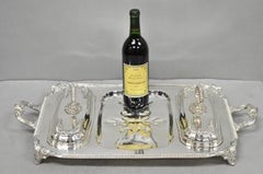 Vintage Victorian Silver Plated Meat Serving Platter Tray w/ Covered Dishes