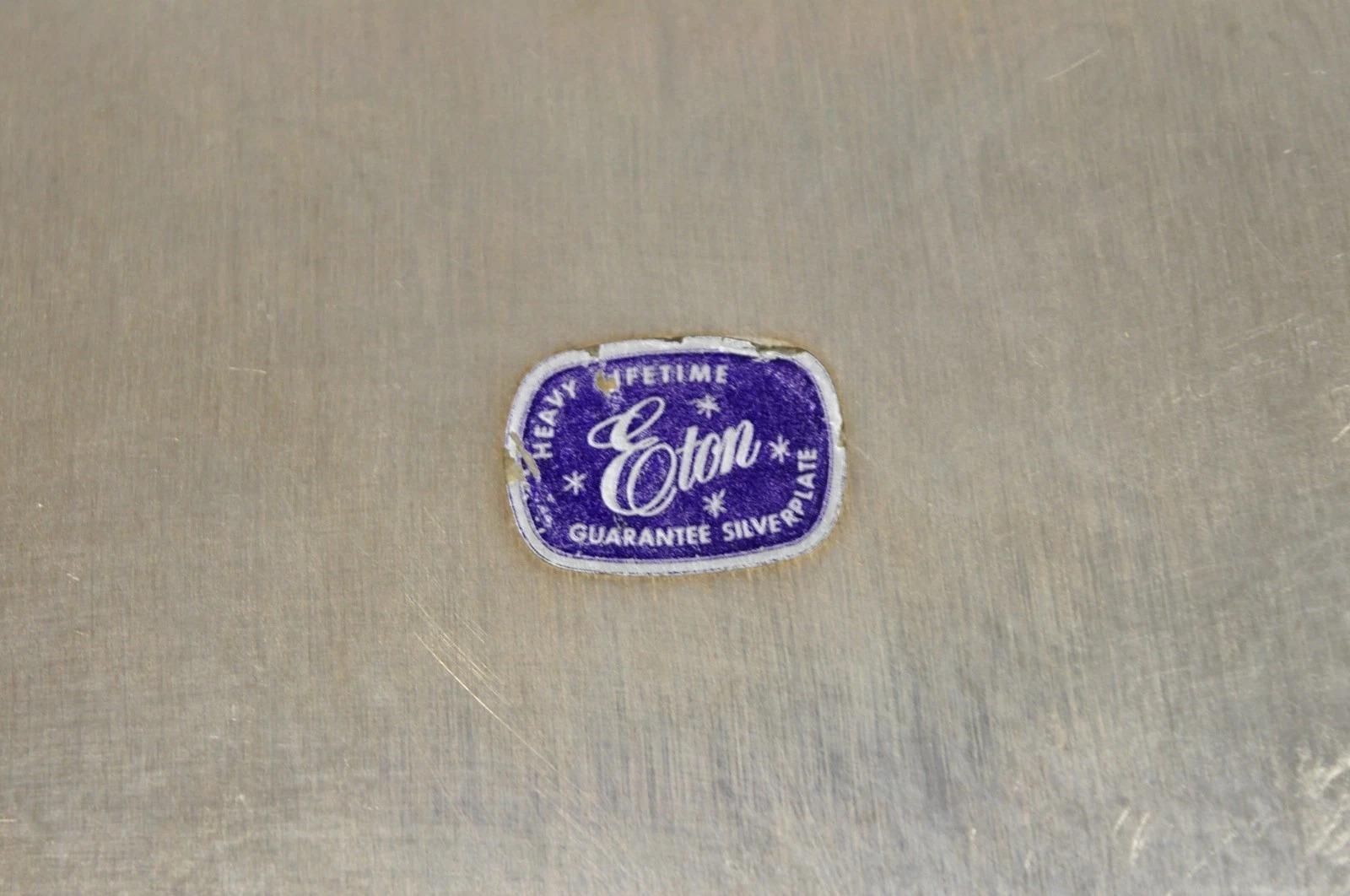 Vintage Victorian Silver Plated Narrow Footed Bar Serving Tray w Handles by Eton For Sale 5