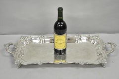 Vintage Victorian Silver Plated Narrow Footed Bar Serving Tray w Handles by Eton