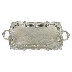 Vassoio da bar con piedi stretti placcato in argento vintage con maniglie di Eton