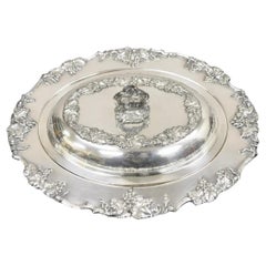 Plato de Servir Plato Ovalado Cubierto de Verduras Victoriano Vintage Chapado en Plata