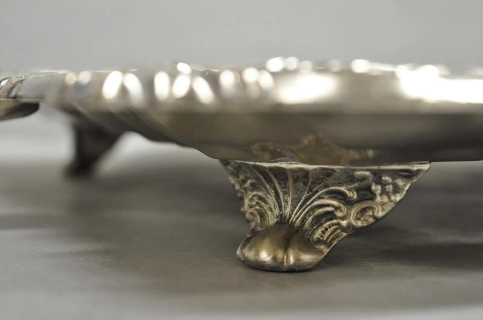 Vassoio da bar d'epoca vittoriano placcato in argento a due manici rettangolari con piedini in vendita 3