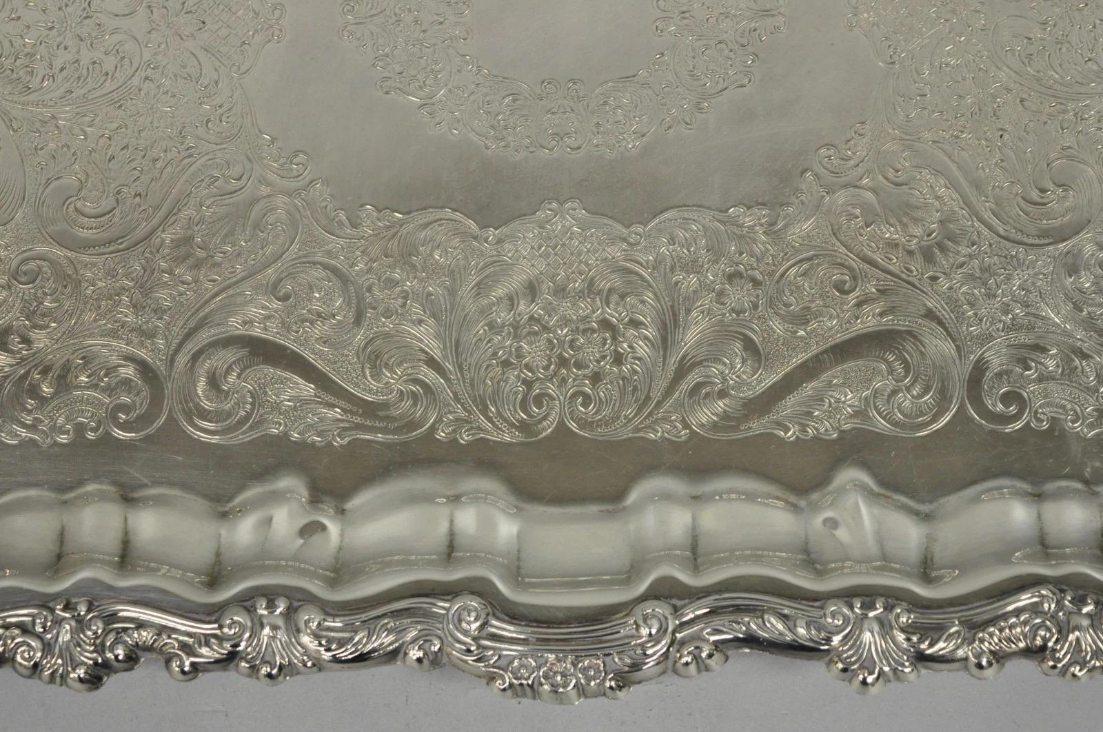Vassoio da bar d'epoca vittoriano placcato in argento a due manici rettangolari con piedini in vendita 2