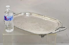 Vintage Victorian Silver Plated Regency Twin Handle Bar Platter Serving Tray