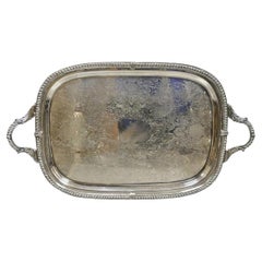 Antique Victorian Silver Plated Regency Twin Handle Bar Platter Serving Tray