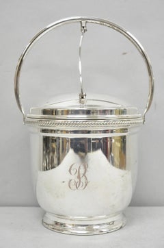 Vintage Victorian Silver Plated Reticulating Hinge Ice Bucket w/ "B" Monogram