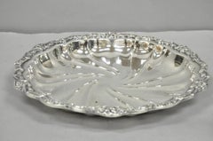 Vintage Victorian Silver Plated "Rose Basket" Round Shallow Serving Platter