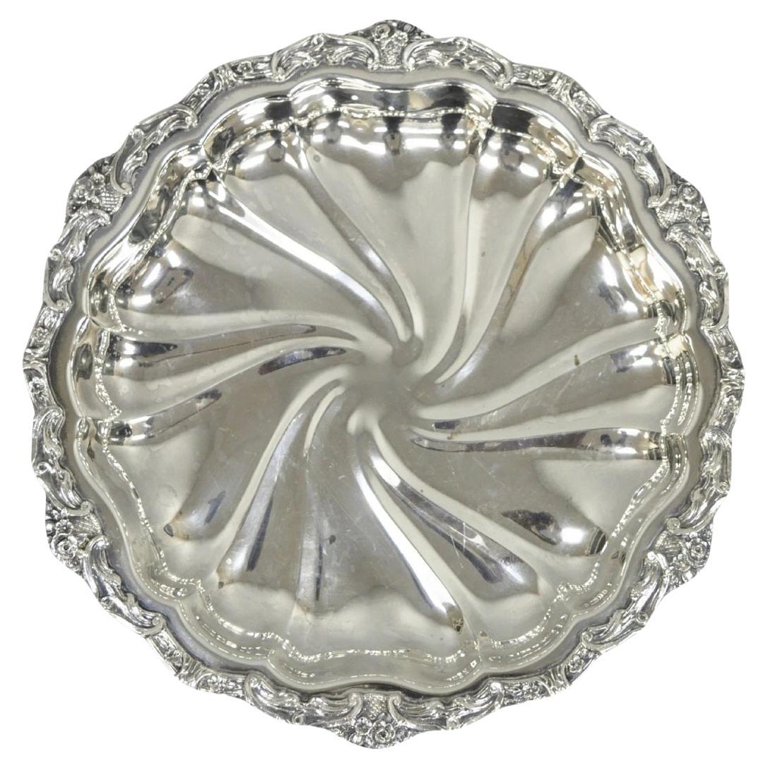 Vintage Victorian Silver Plated "Rose Basket" Runde flache Servierplatte