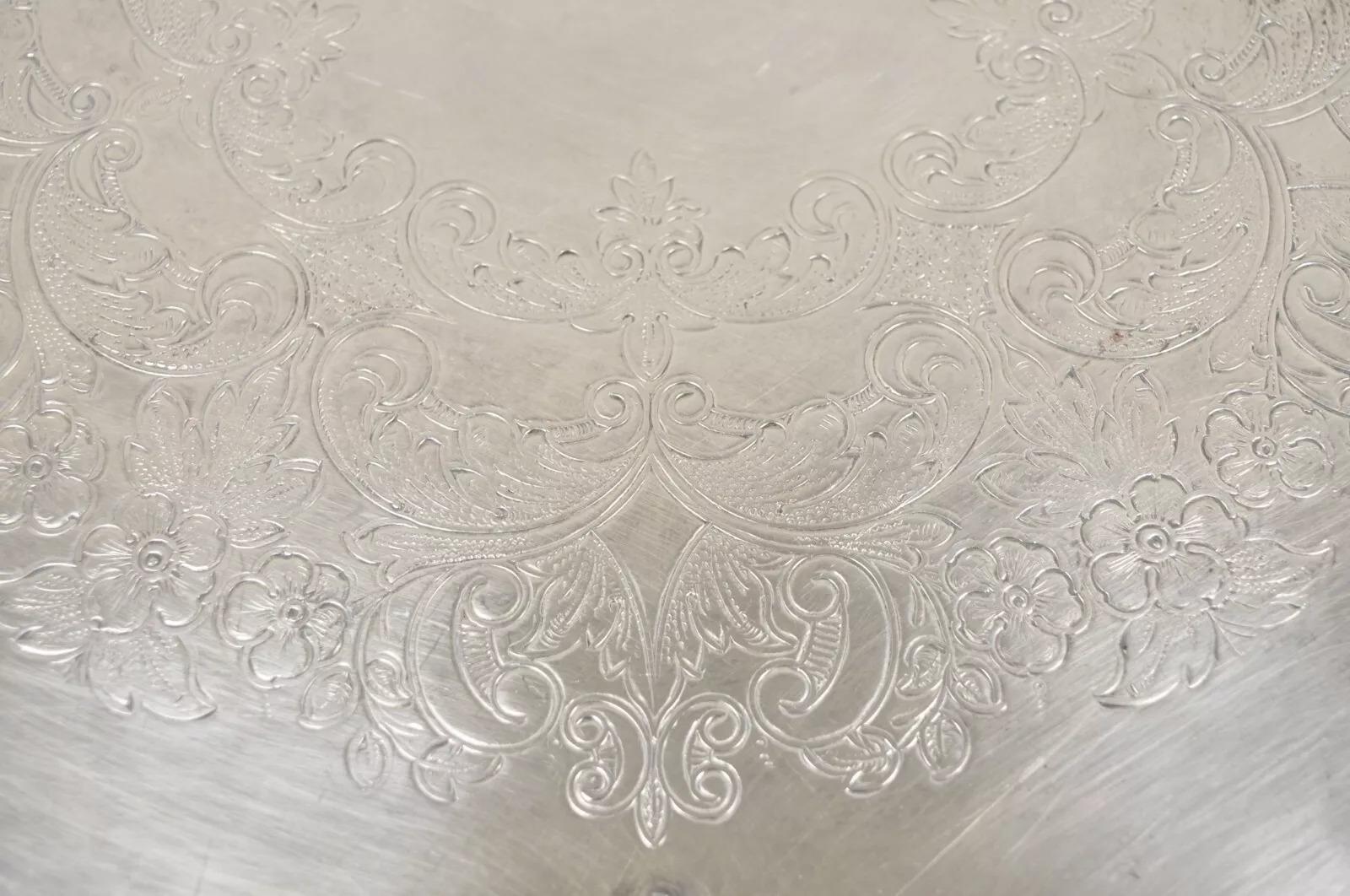 Viktorianisches versilbertes Serviertablett mit runder Wellenschliffkante im viktorianischen Stil im Angebot 6