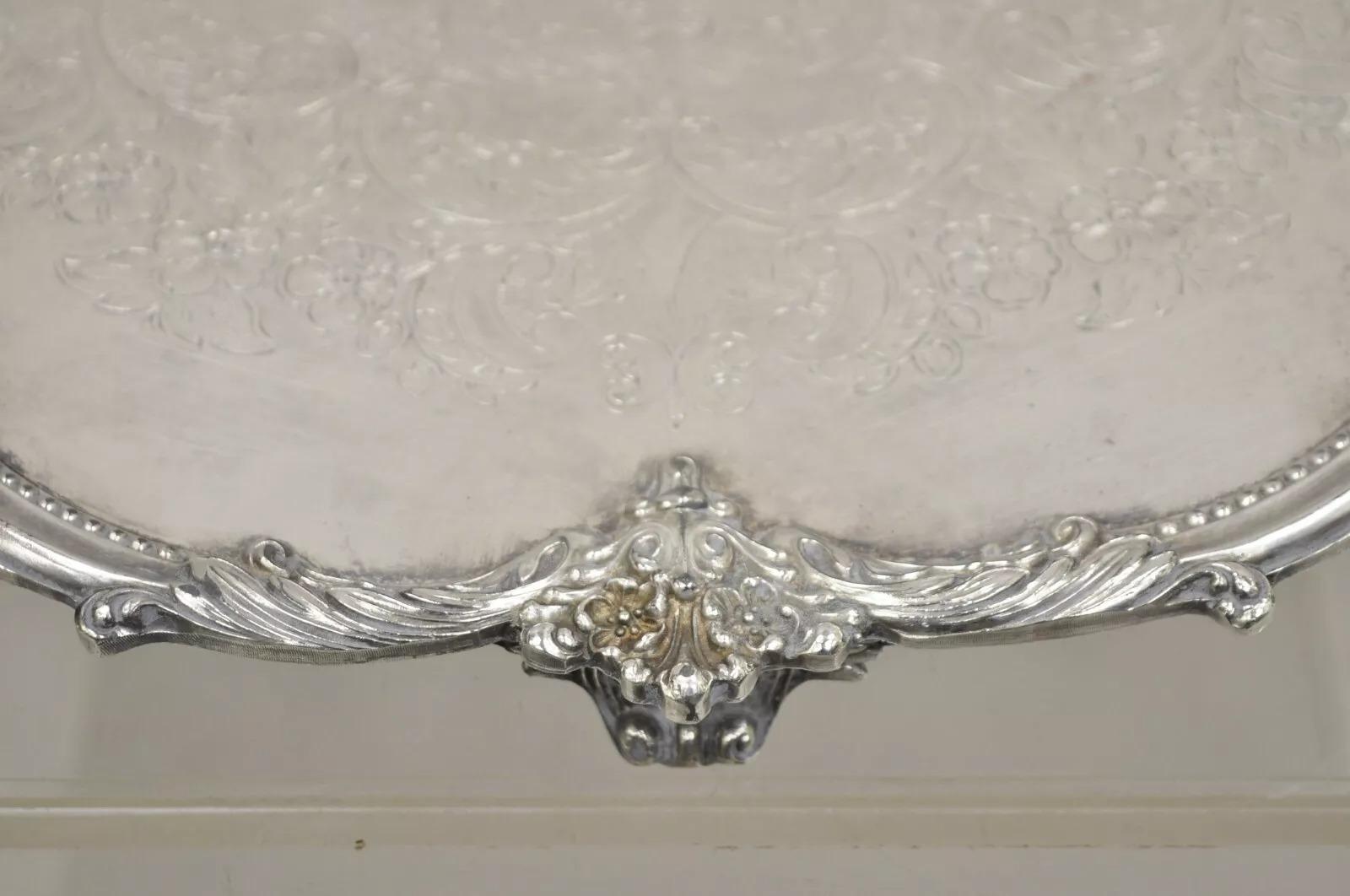 Viktorianisches versilbertes Serviertablett mit runder Wellenschliffkante im viktorianischen Stil im Angebot 2