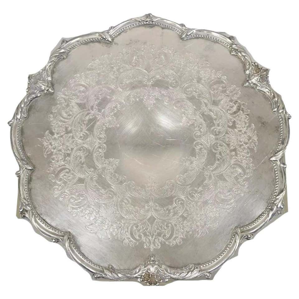 Plating Rounds Vintage English Victorian Silver Plated Round Scalloped Serving Platter ...