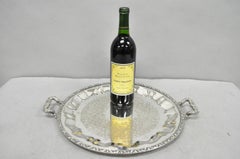 Vintage Victorian Silver Plated Round Twin Handle Bar Serving Platter Tray