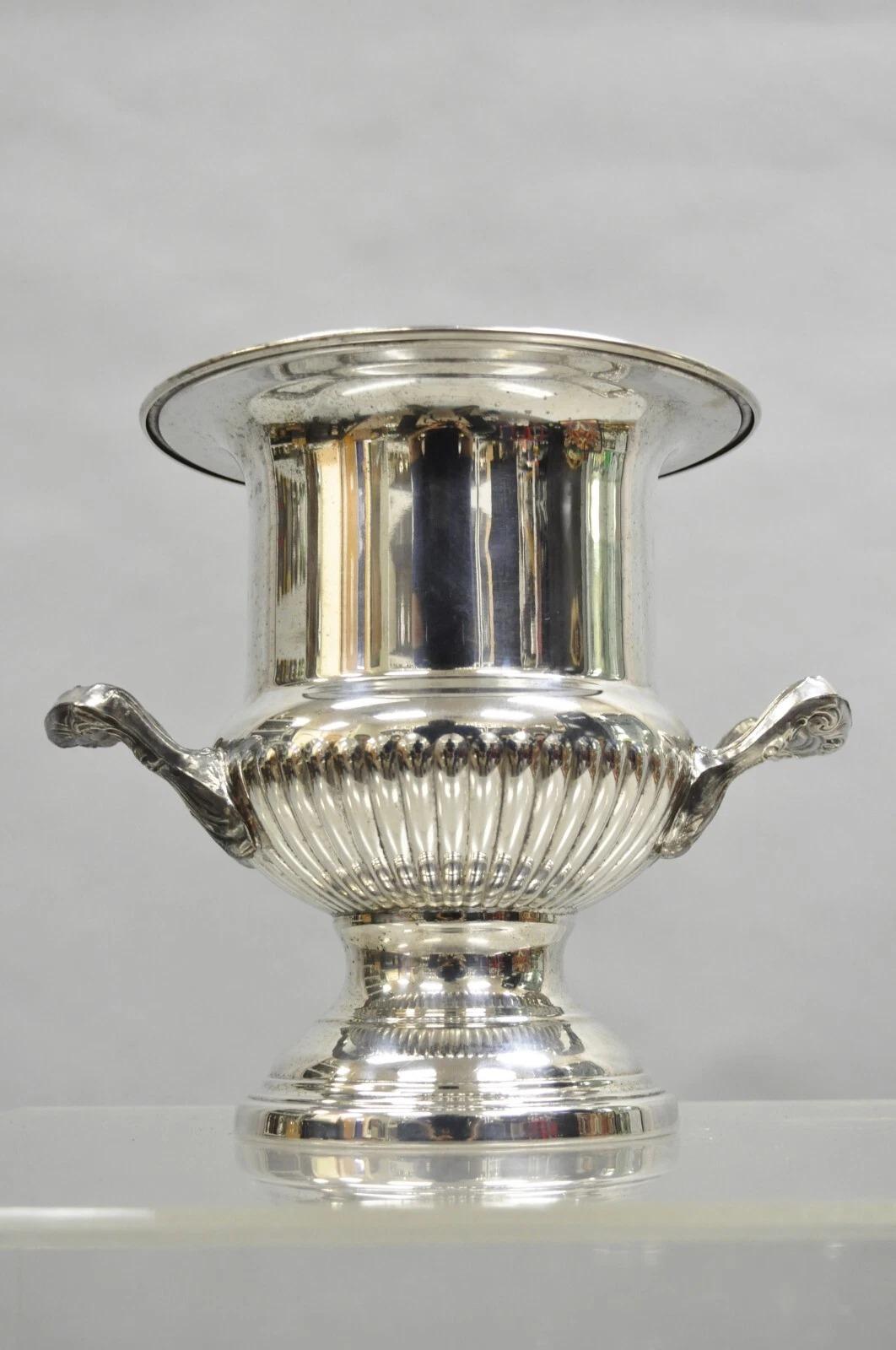 Unknown Vintage Victorian Silver Plated Trophy Cup Champagne Wine Chiller Ice Bucket For Sale