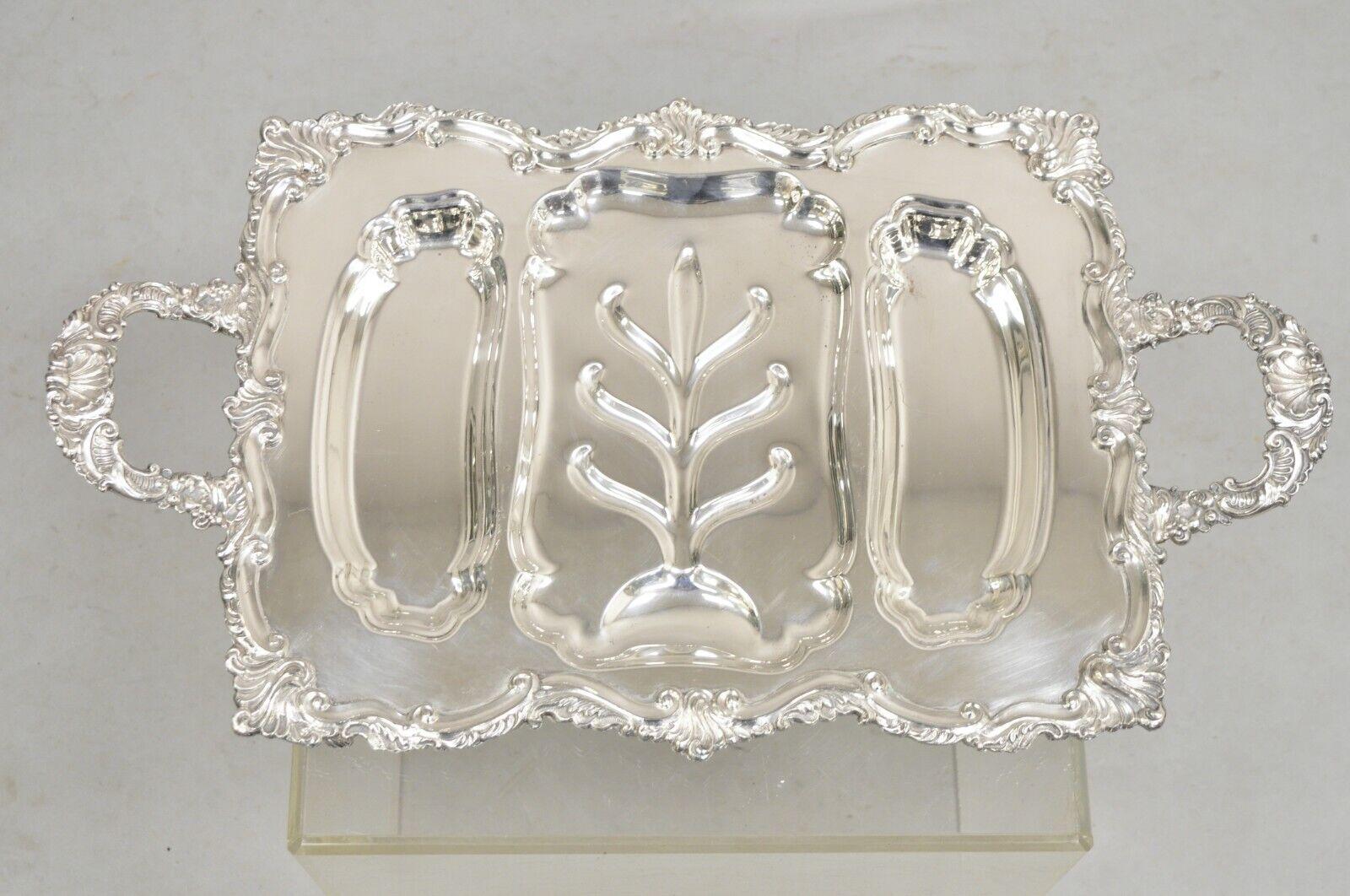 Vintage Victorian Silver Plated Twin Handle Meat Cutlery Serving Platter Tray For Sale 6
