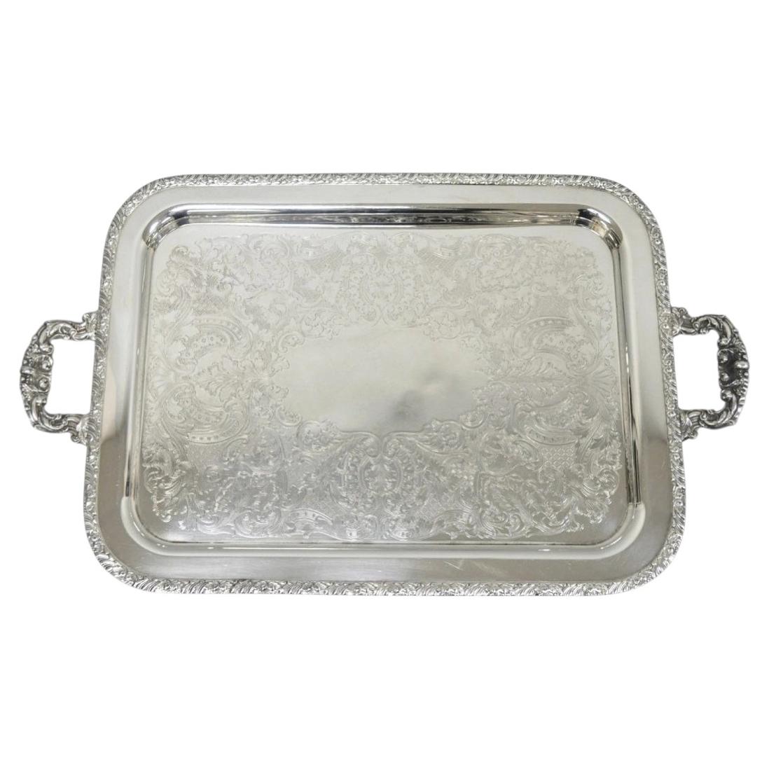 Vintage Victorian Silver Plated Twin Handle Platter Bar Tray by Henley Community