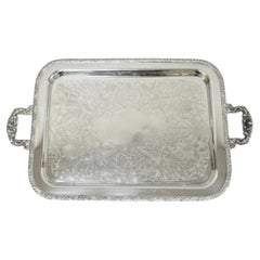 Vintage Victorian Silver Plated Twin Handle Platter Bar Tray by Henley Community