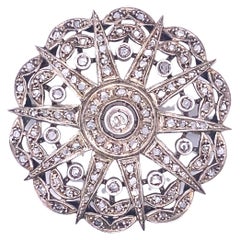Vintage, Victorian, Sterling and Rose Cut Diamond Brooch Pin