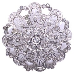 Vintage, Victorian, Sterling and Rose Cut Diamond Brooch Pin