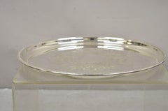 Vintage Victorian Style 17.5" Round Floral Etched Serving Platter Tray. Circa Mi