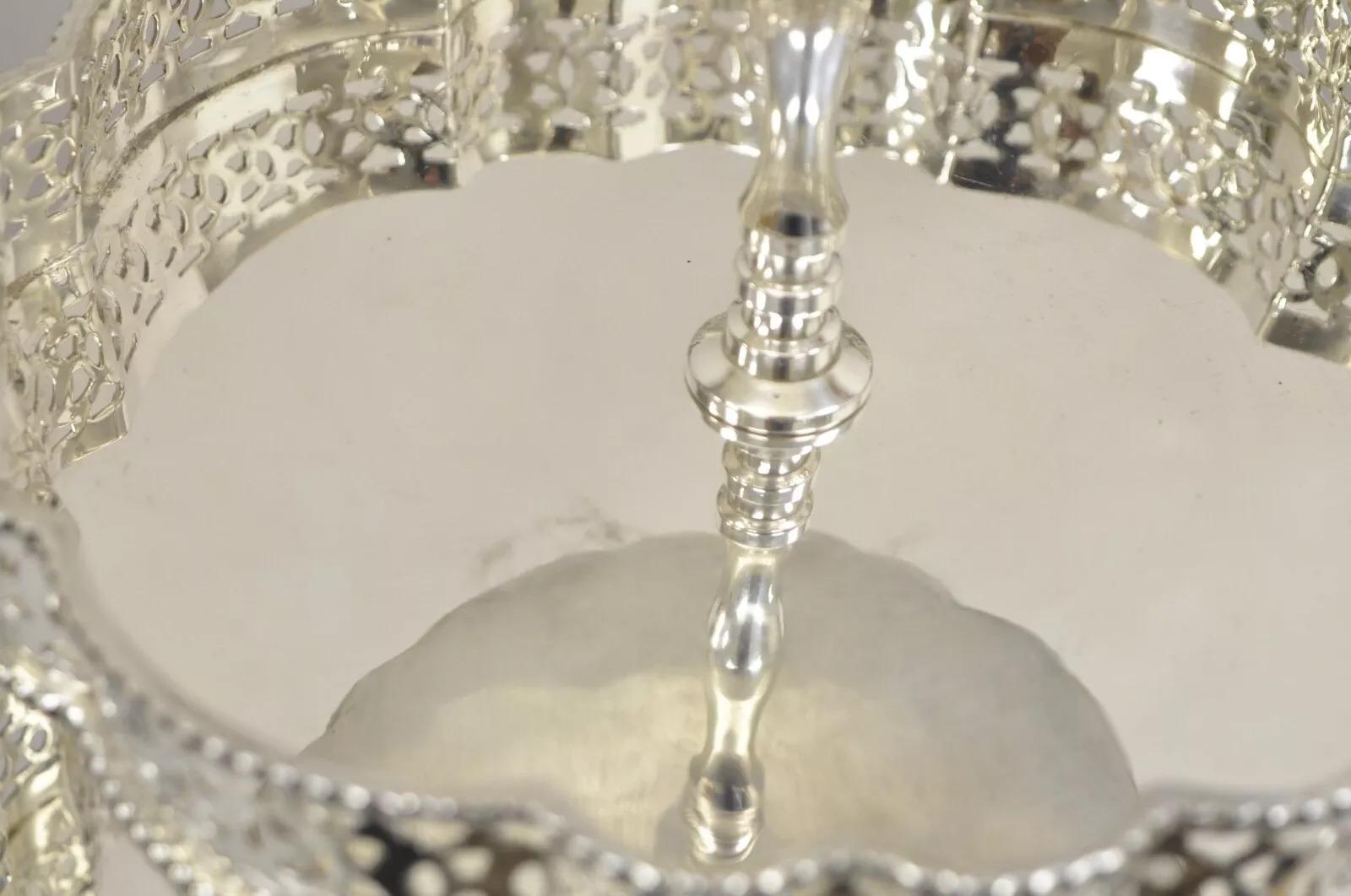 Vintage Victorian Style 3 Tier Silver Plated Pastry Display Cake Stand 2