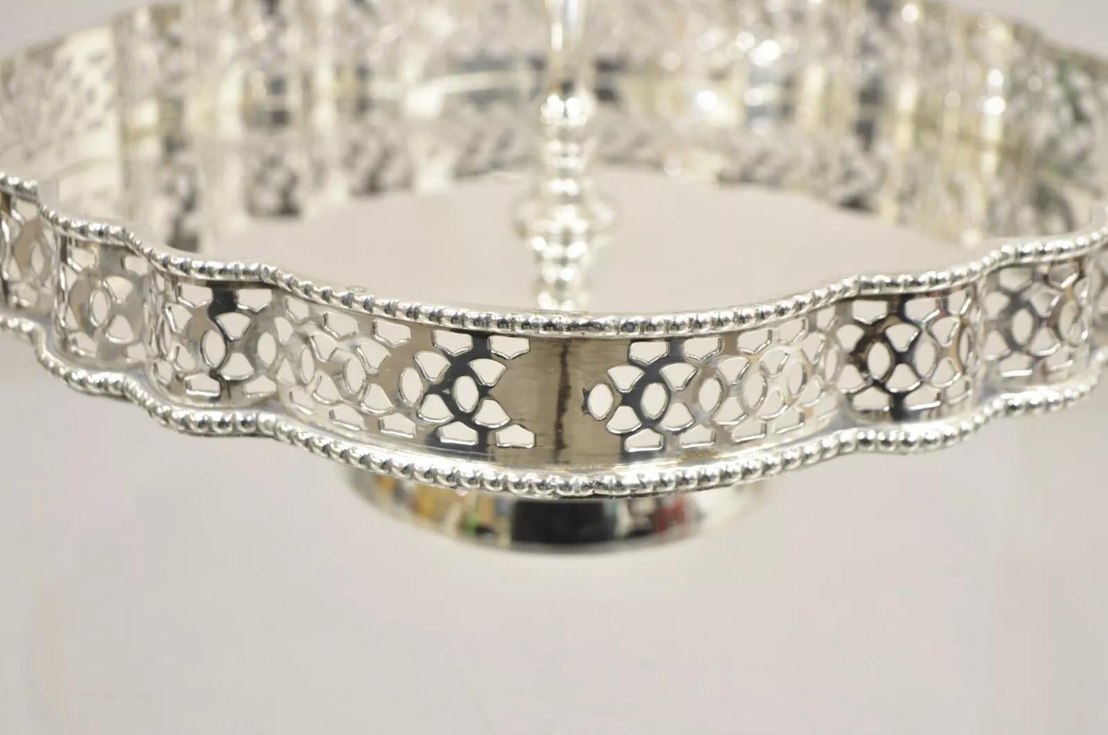 Vintage Victorian Style 3 Tier Silver Plated Pastry Display Cake Stand 3