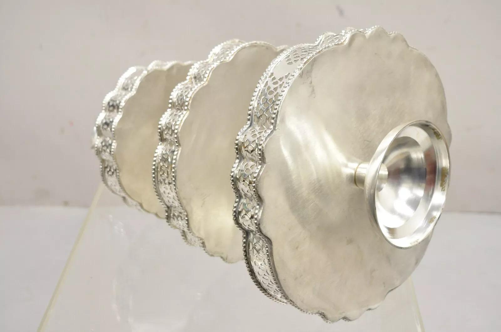 Vintage Victorian Style 3 Tier Silver Plated Pastry Display Cake Stand 4