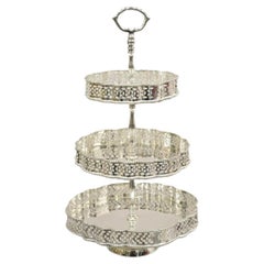 Vintage Victorian Style 3 Tier Silver Plated Pastry Display Cake Stand