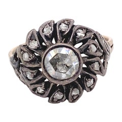 Antique Victorian Style Apx 0.50 Carat Rose Cut Diamond Ring