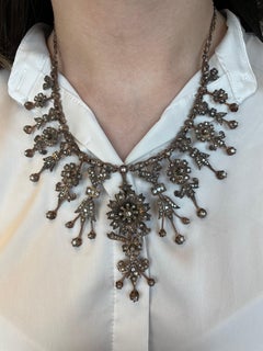 Vintage Victorian Style Apx 11ct Rose Cut Diamond Drop Necklace