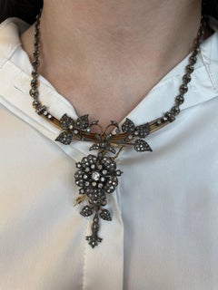 Collana / Spilla vintage in stile vittoriano con diamanti taglio rosa Apx 12ct