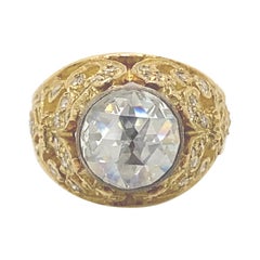 Antique Victorian Style Apx 1.40 Carat Rose Cut Diamond Ring