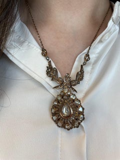 Vintage Victorian Style Apx 4.85ct Rose Cut Diamond Drop Necklace