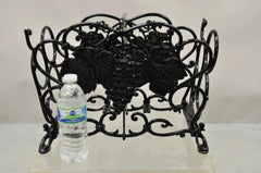 Vintage Victorian Style Black Cast Iron 6 Wine Bottle Rack Holder with Grapes