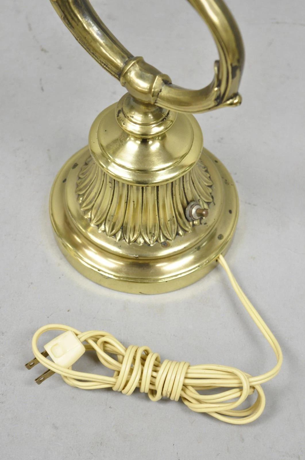 Vintage Victorian Style Brass Acanthus Scrolling Bankers Desk Table Lamp For Sale 6