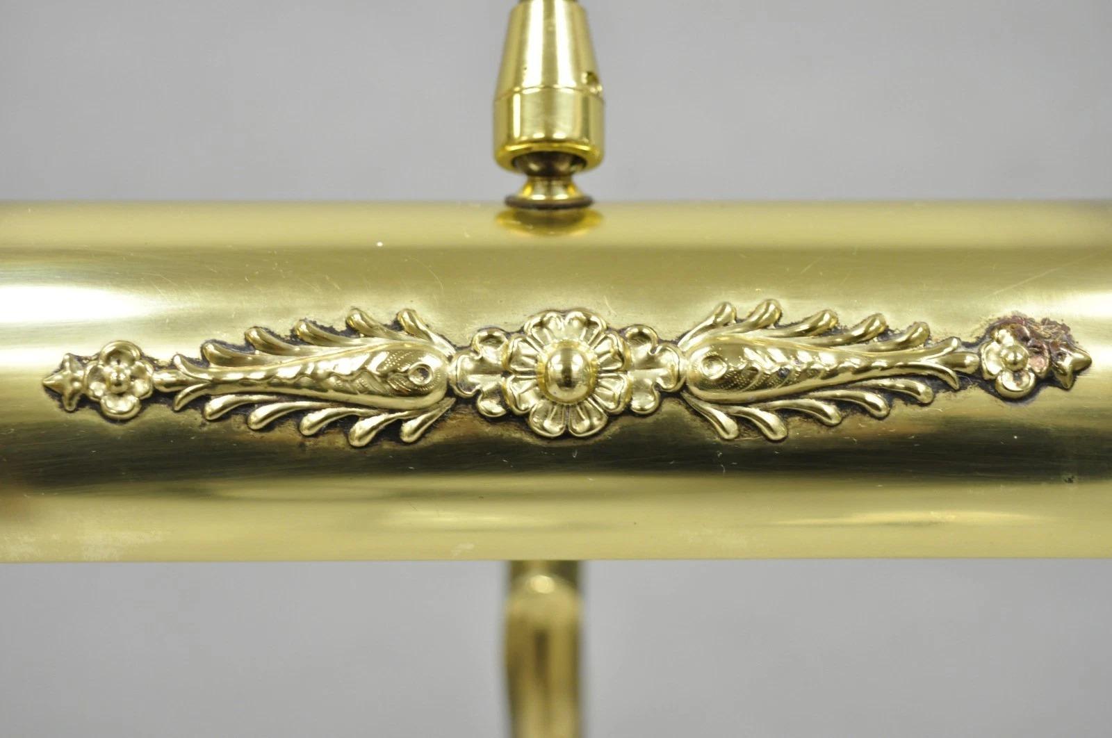 Vintage Victorian Style Brass Acanthus Scrolling Bankers Desk Table Lamp For Sale 1