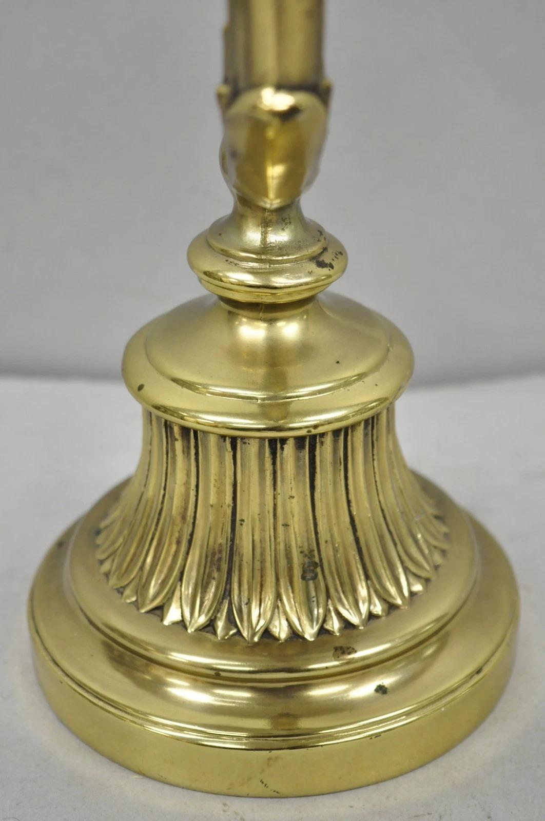 Vintage Victorian Style Brass Acanthus Scrolling Bankers Desk Table Lamp For Sale 4