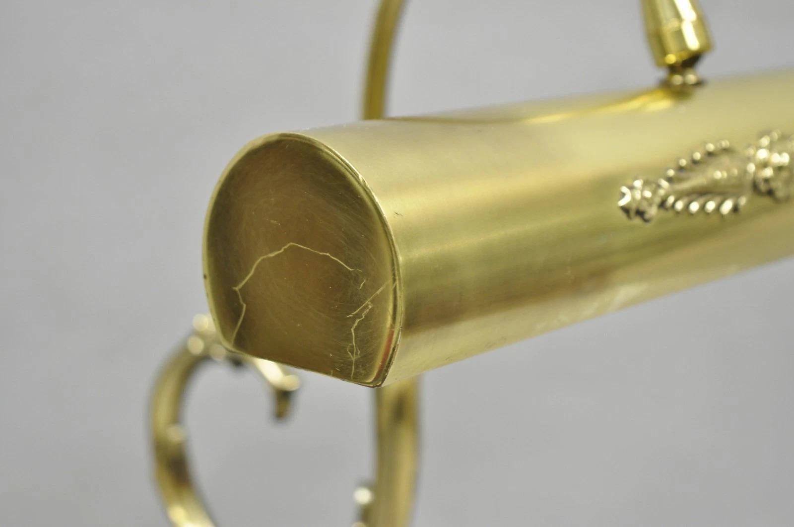 Vintage Victorian Style Brass Acanthus Scrolling Bankers Desk Table Lamp For Sale 5