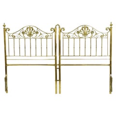 Vintage Victorian Style Brass Scrolling "Shaking Hands" King Size Bed Headboard