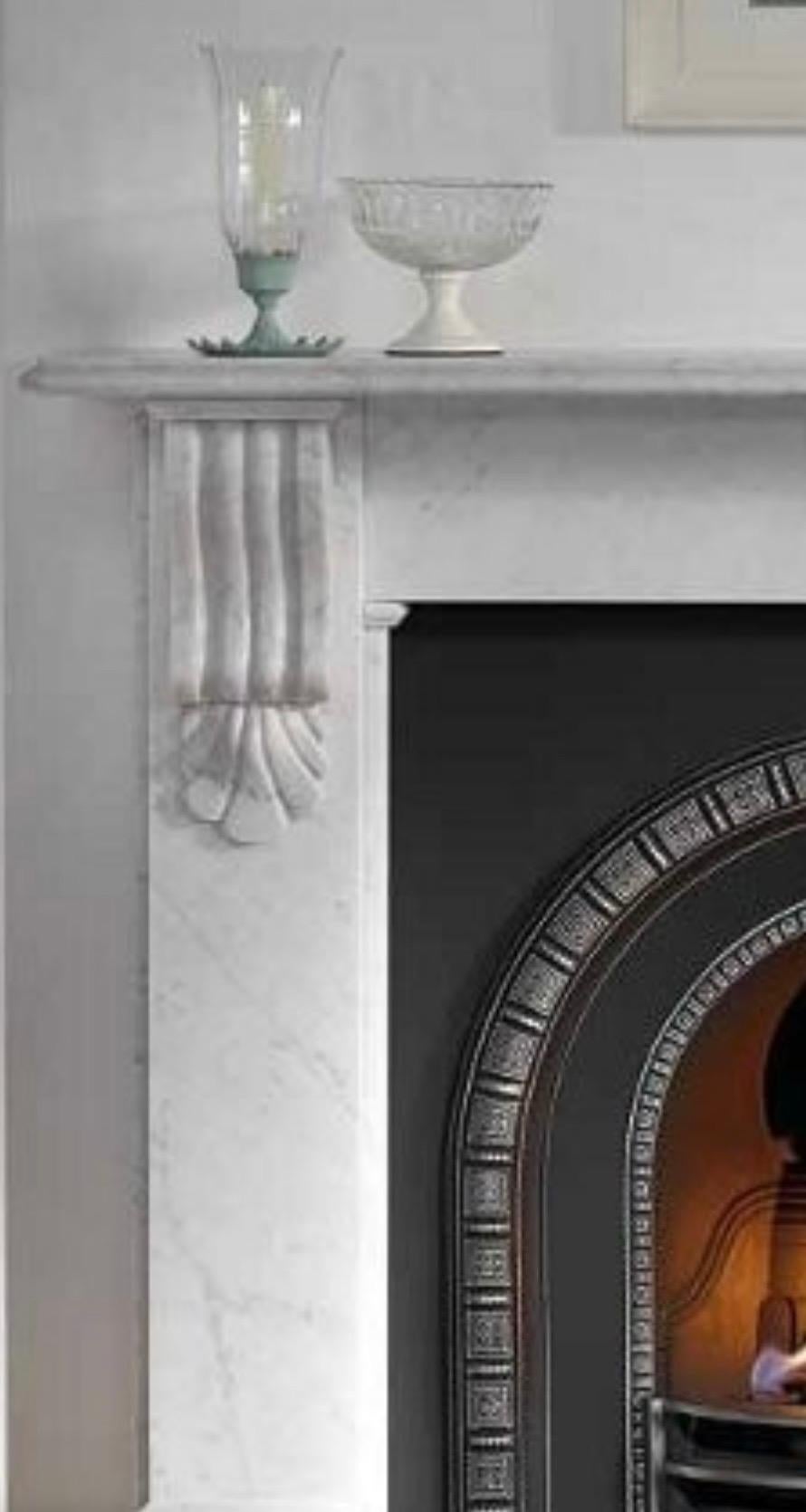 Scottish Vintage Victorian Style Carrara Marble Corbel Fireplace Surround