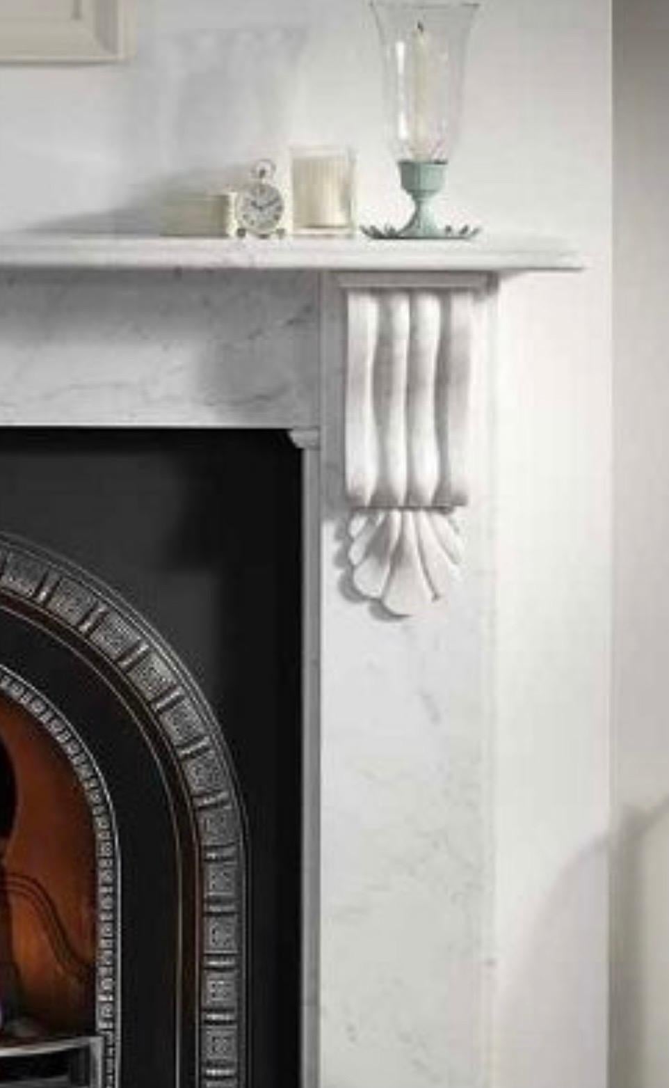 Carved Vintage Victorian Style Carrara Marble Corbel Fireplace Surround