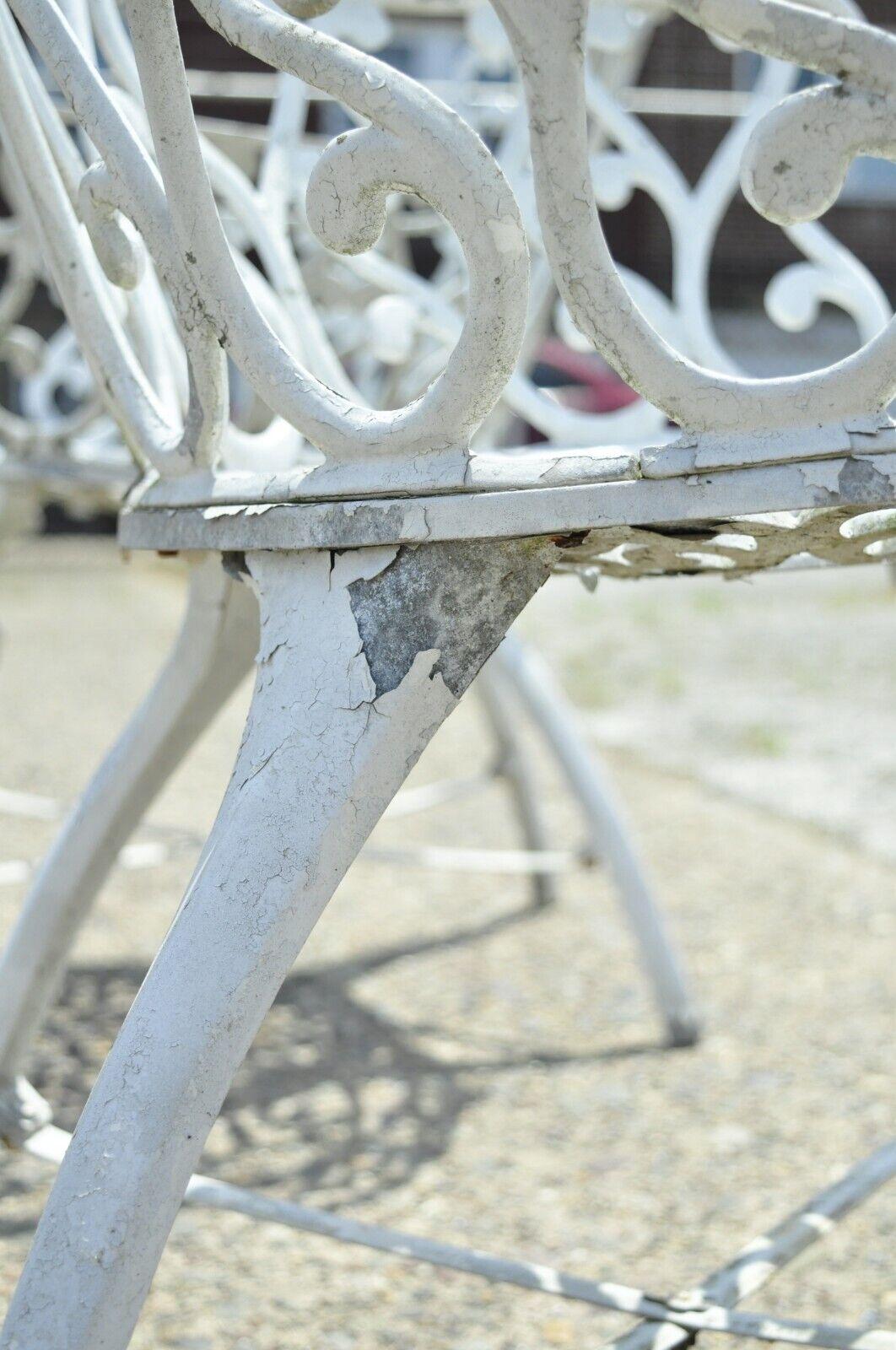 Vintage Victorian Style Cast Aluminum Heart Back Outdoor Garden Chair, a Pair 1