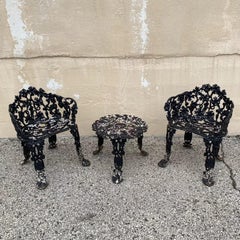 Vintage Victorian Style Cast Iron Grapevine Grape Leaf Garden Patio Set - 3 Pcs