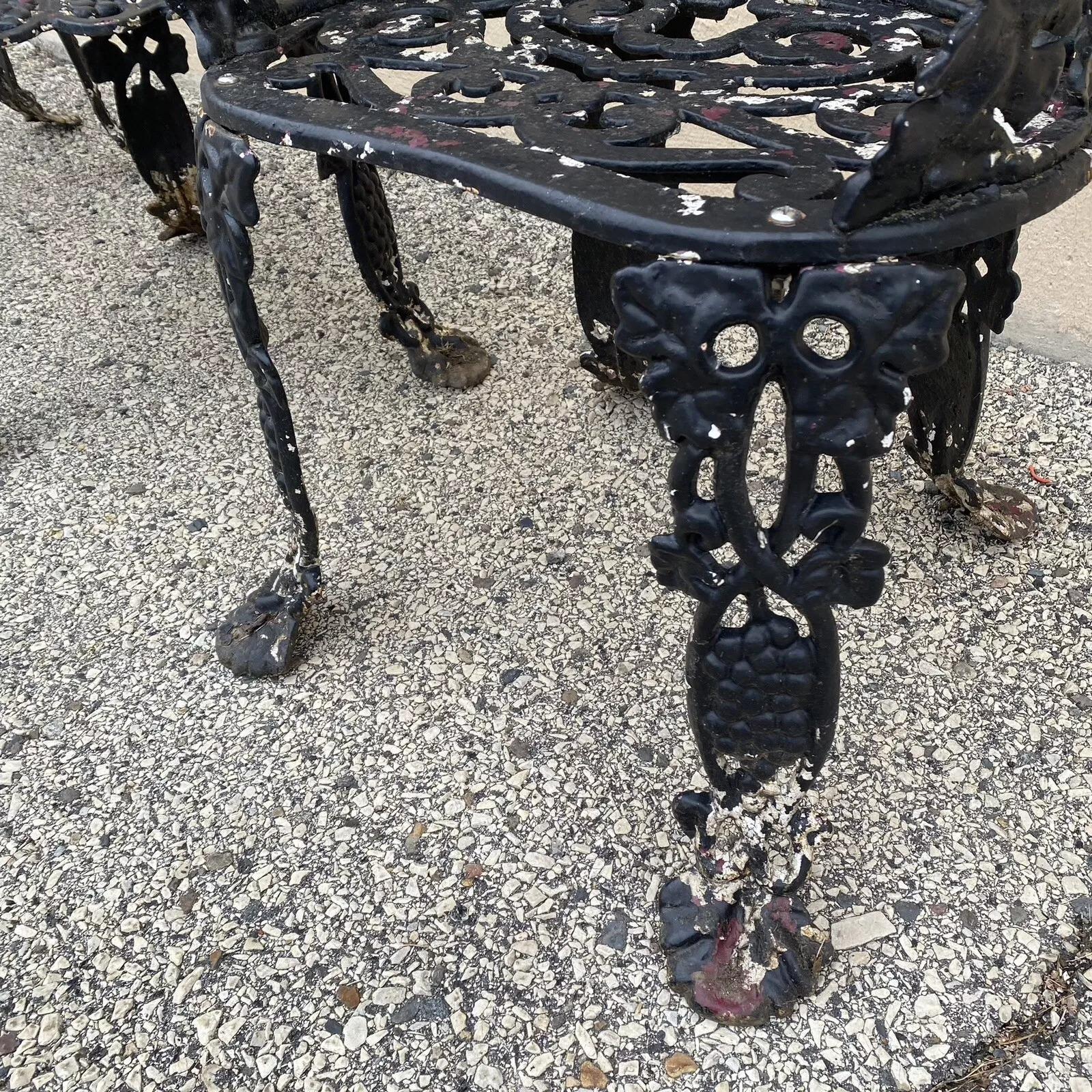 Vintage Victorian Style Cast Iron Grapevine Grape Leaf Garden Patio Set - 3 Pcs 3