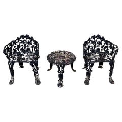 Vintage Victorian Style Cast Iron Grapevine Grape Leaf Garden Patio Set - 3 Pcs