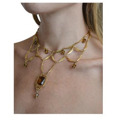 Vintage Victorian-Style Festoon Necklace with Topaz Paste