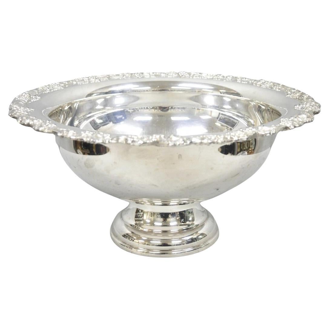 Vaschetta da punch con piedistallo in stile vittoriano vintage Grapevine grande placcata in argento