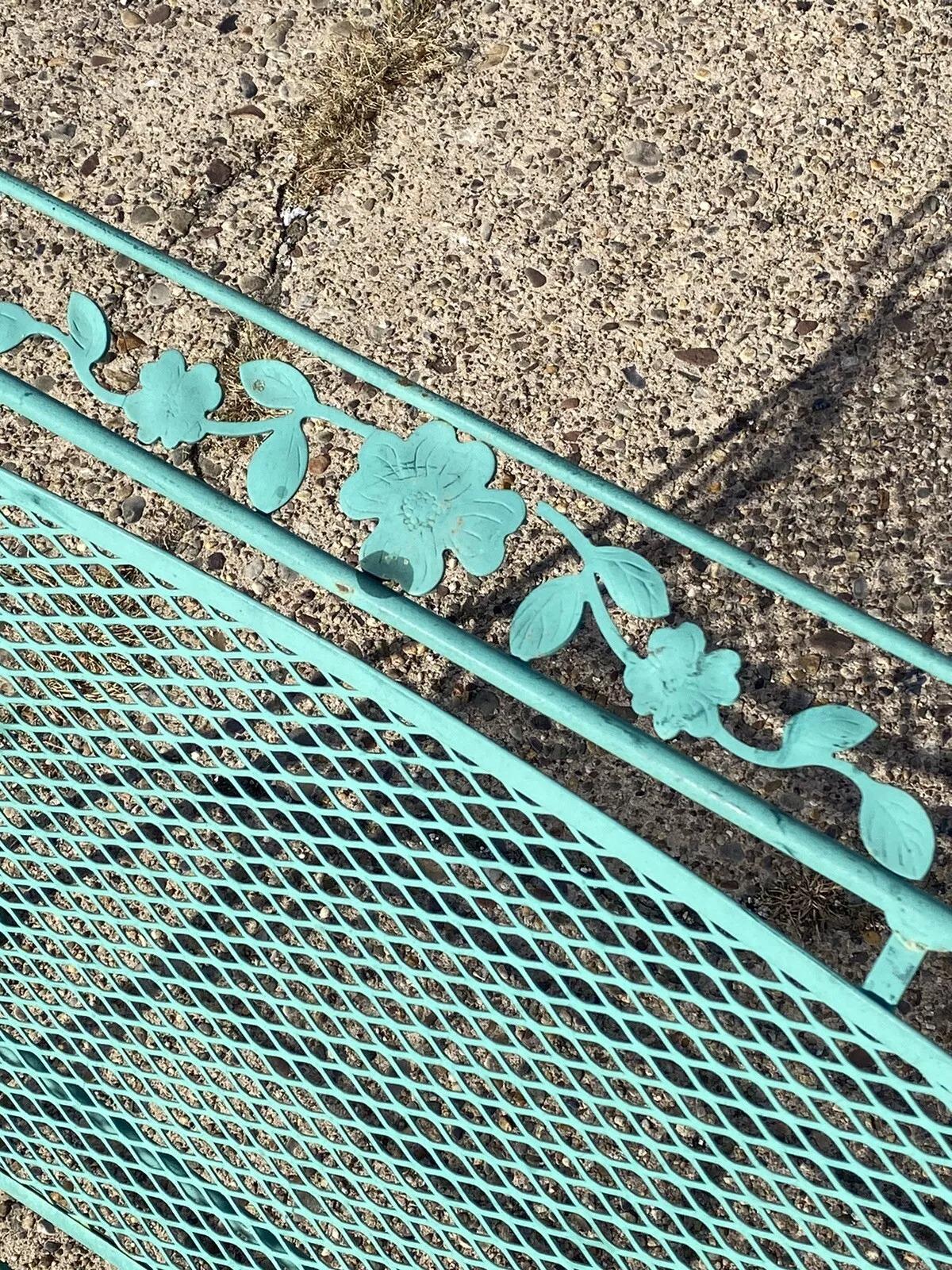 Unknown Vintage Victorian Style Green Iron Outdoor Garden Leaf Glider Loveseat Bench