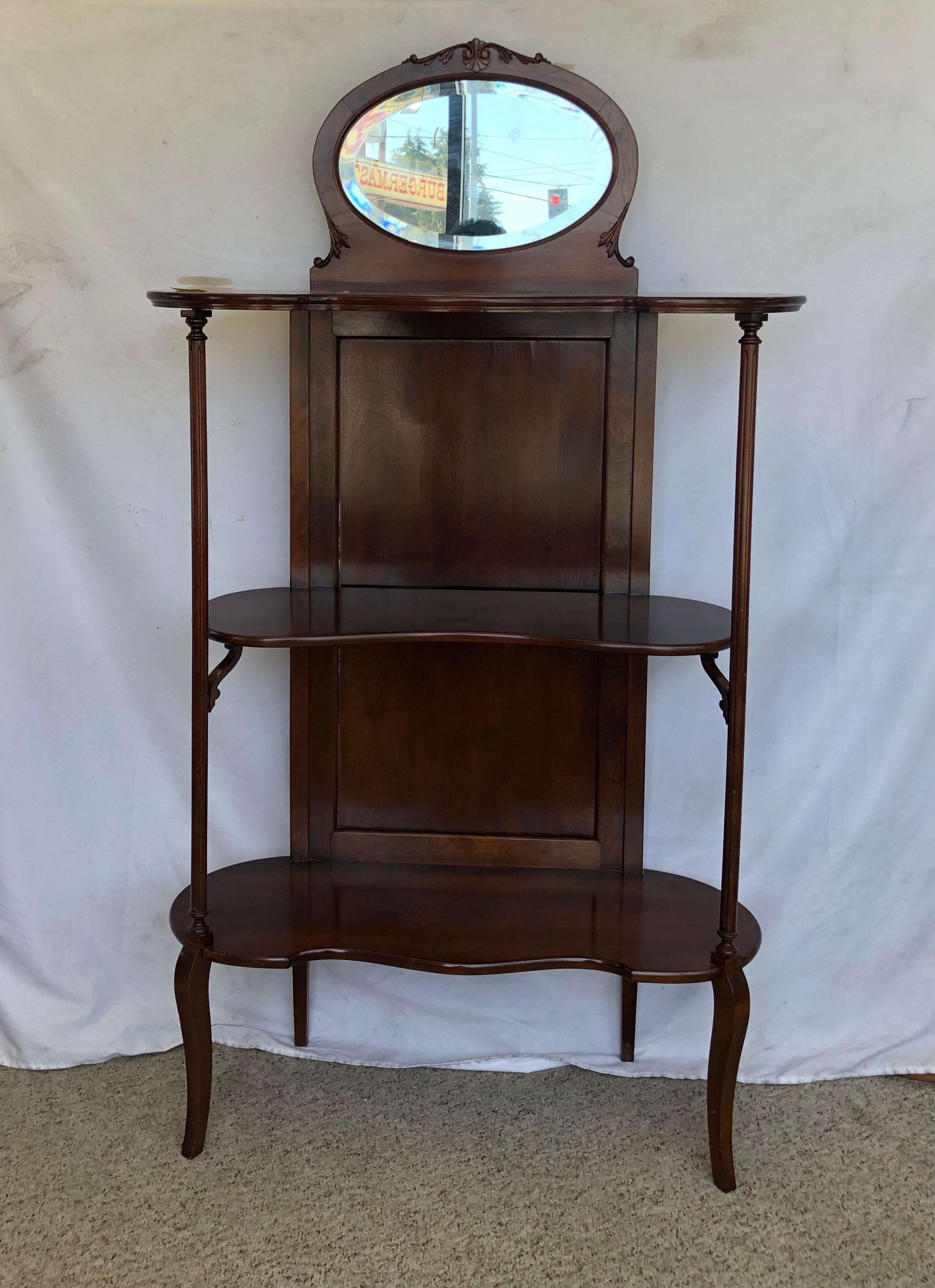 Mirror Vintage Victorian Style Mahogany Bookcase or Entryway Storage Stand For Sale
