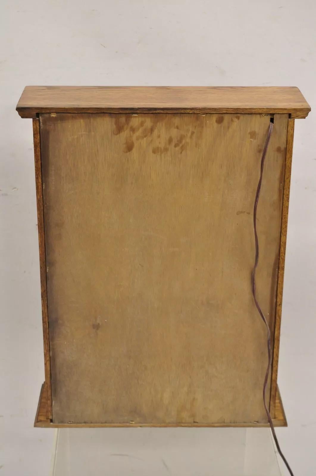 Vintage Victorian Style Oak Wood & Stained Glass Small Display Curio Cabinet 4