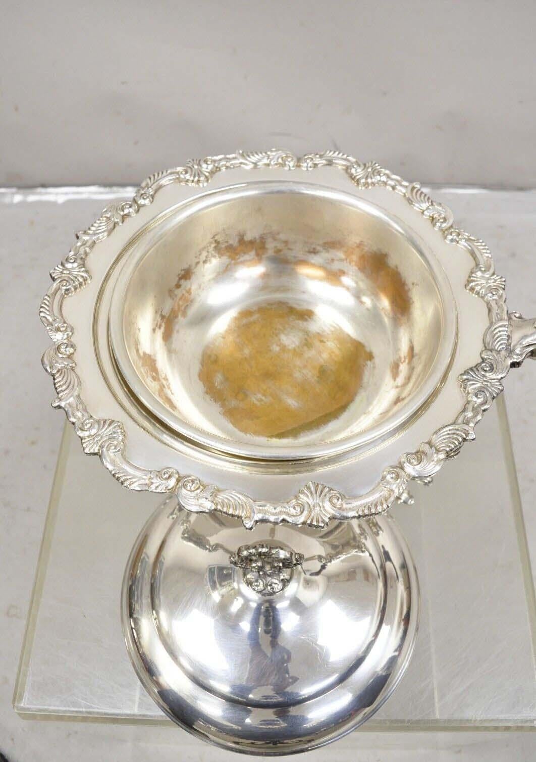 20th Century Vintage Victorian Style Ornate Silver Plated Chafing Dish Food Warmer w/ Burner For Sale